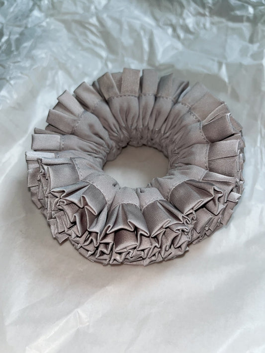 Blooming Petals Hydrangea Silk Scrunchie Gray