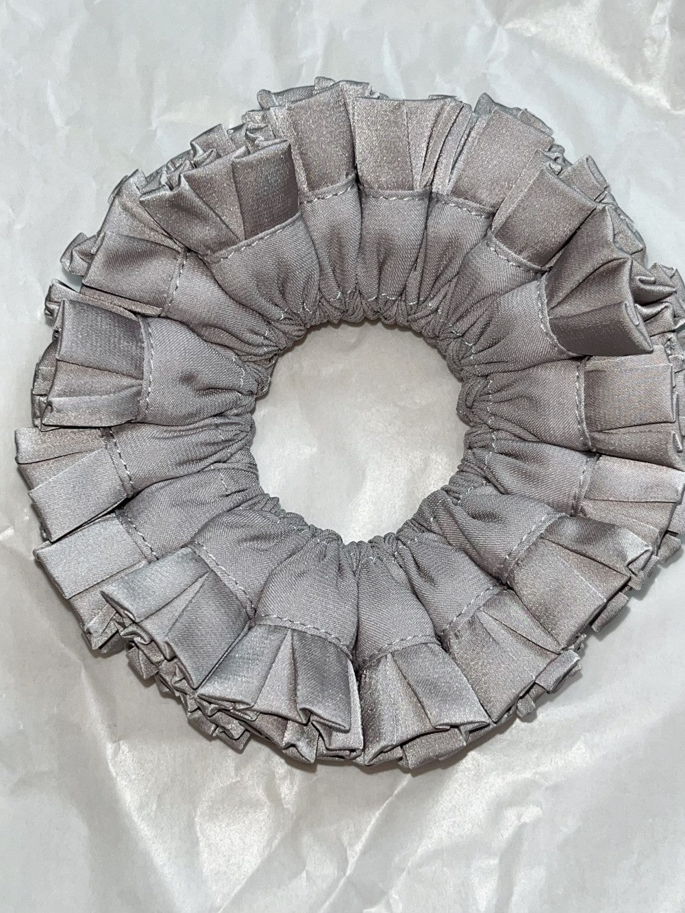 Blooming Petals Hydrangea Silk Scrunchie Gray