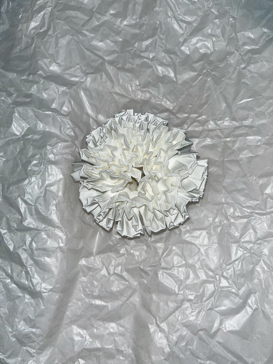 Blooming Petals Hydrangea Silk Scrunchie White