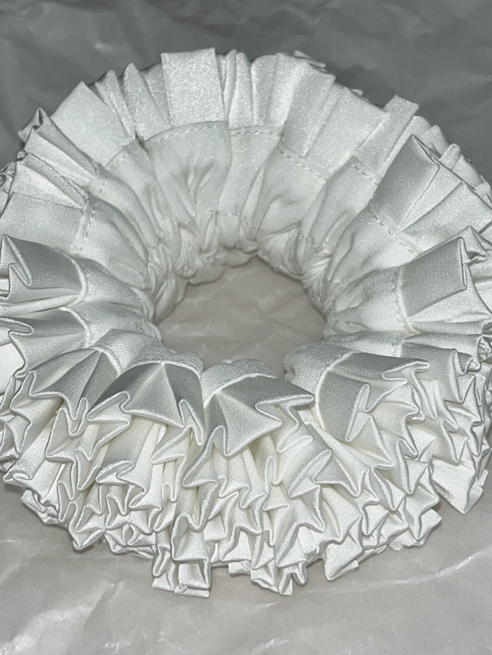 Blooming Petals Hydrangea Silk Scrunchie White