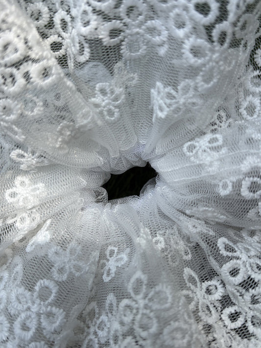 Classic White Moon Lace Embroidered