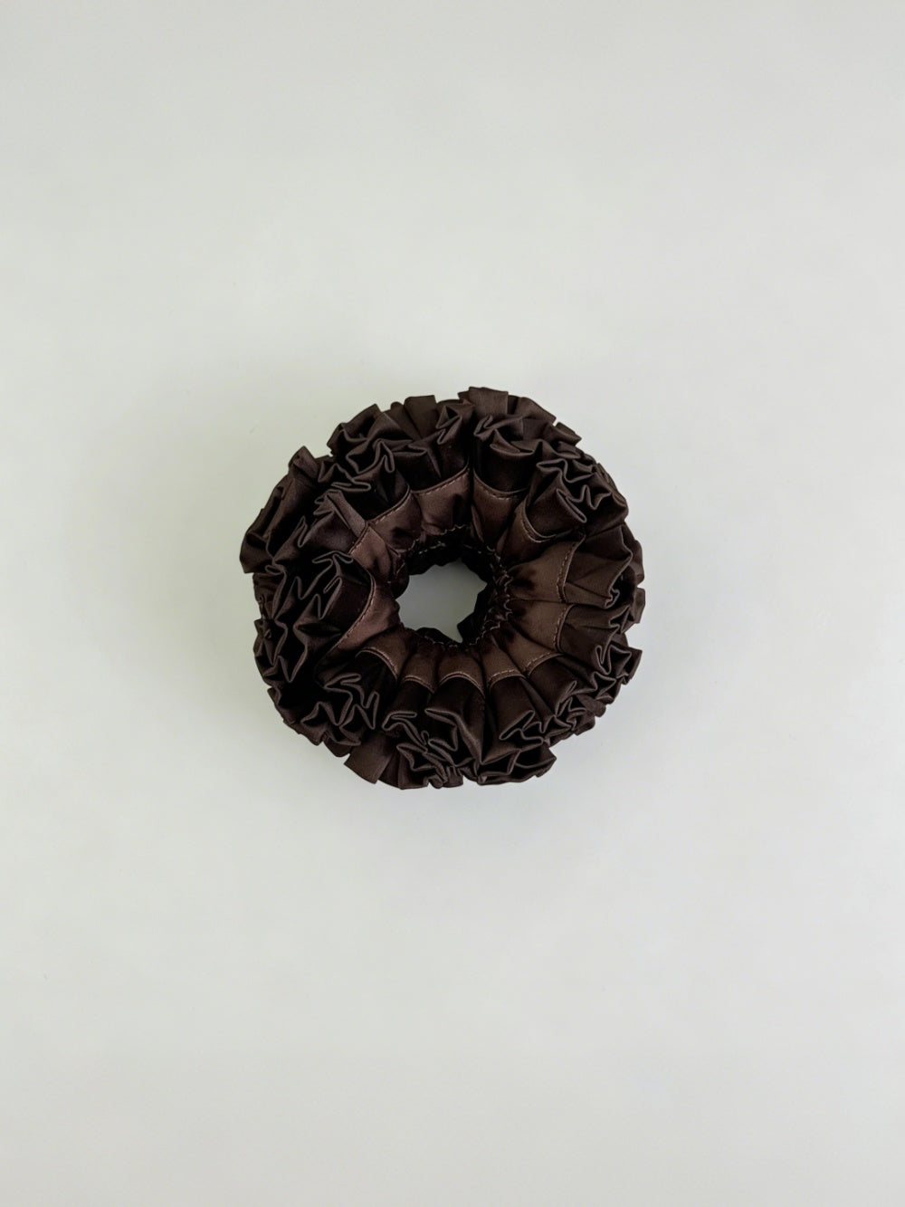 Blooming Petals Hydrangea Satin Scrunchie Rich Cocoa Chocolate