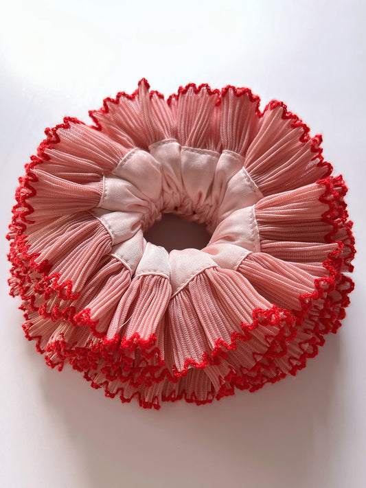 TUTU Pink With Red Trim Scrunchie