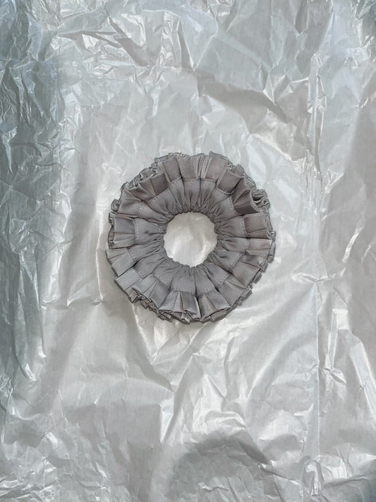 Blooming Petals Hydrangea Silk Scrunchie Gray
