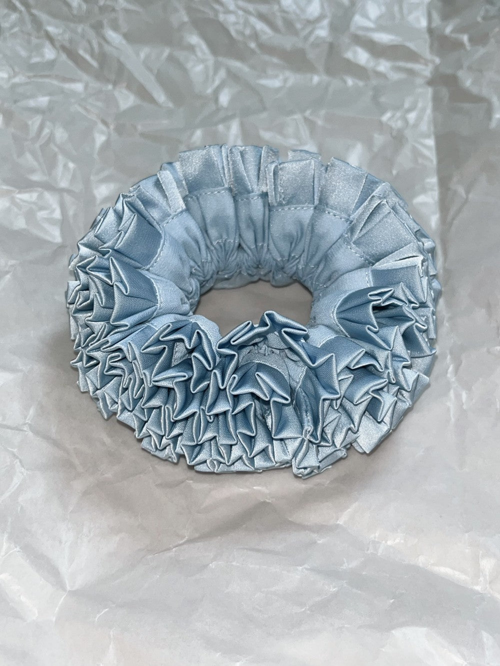Blooming Petals Hydrangea Silk Scrunchie Light Blue