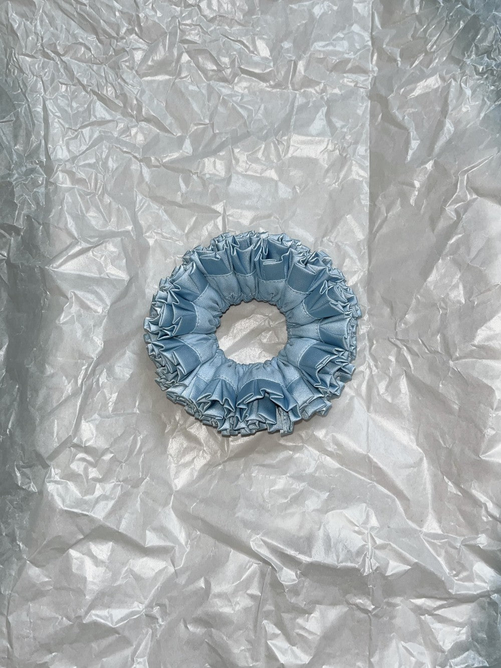 Blooming Petals Hydrangea Silk Scrunchie Light Blue