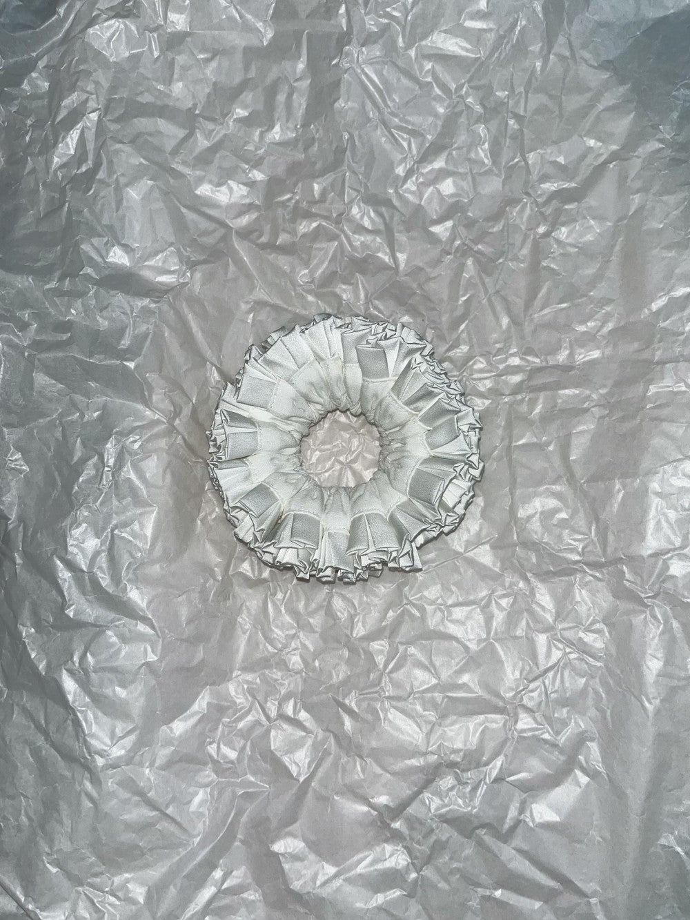 Blooming Petals Hydrangea Silk Scrunchie White