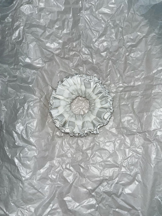 Blooming Petals Hydrangea Silk Scrunchie White