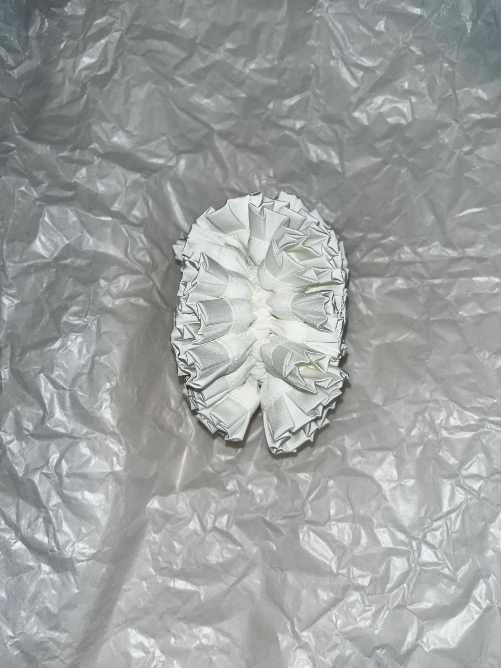 Blooming Petals Hydrangea Silk Scrunchie White