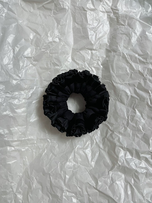 Blooming Petals Hydrangea Silk Scrunchie Black