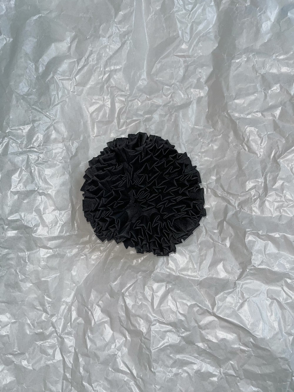 Blooming Petals Hydrangea Silk Scrunchie Black