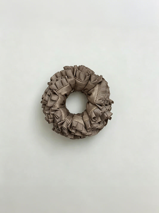 Coquette Ruffle Baby Scrunchies Mocha Coffee Brown