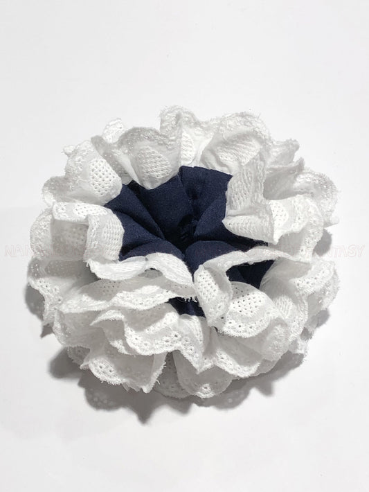 The Chilly Girl in The Library Dark Blue With White LOVE Ruffles