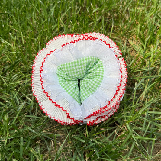 Summer Picnic Green Checkered White-Red Ruffle