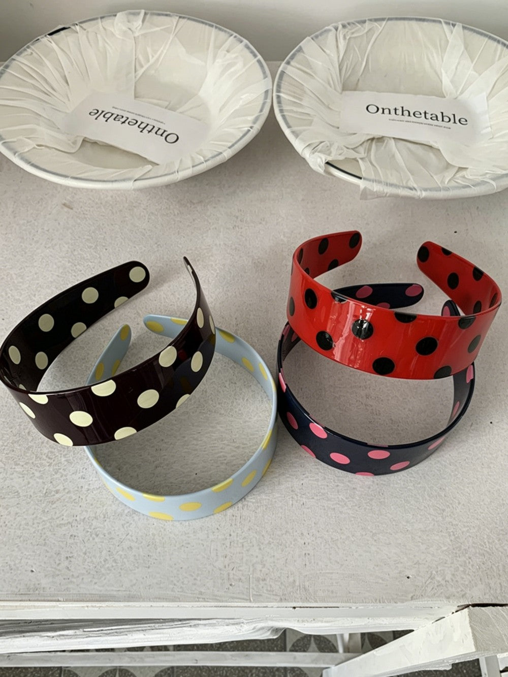 Retro Dot Polka Dot Acrylic Wide Headband