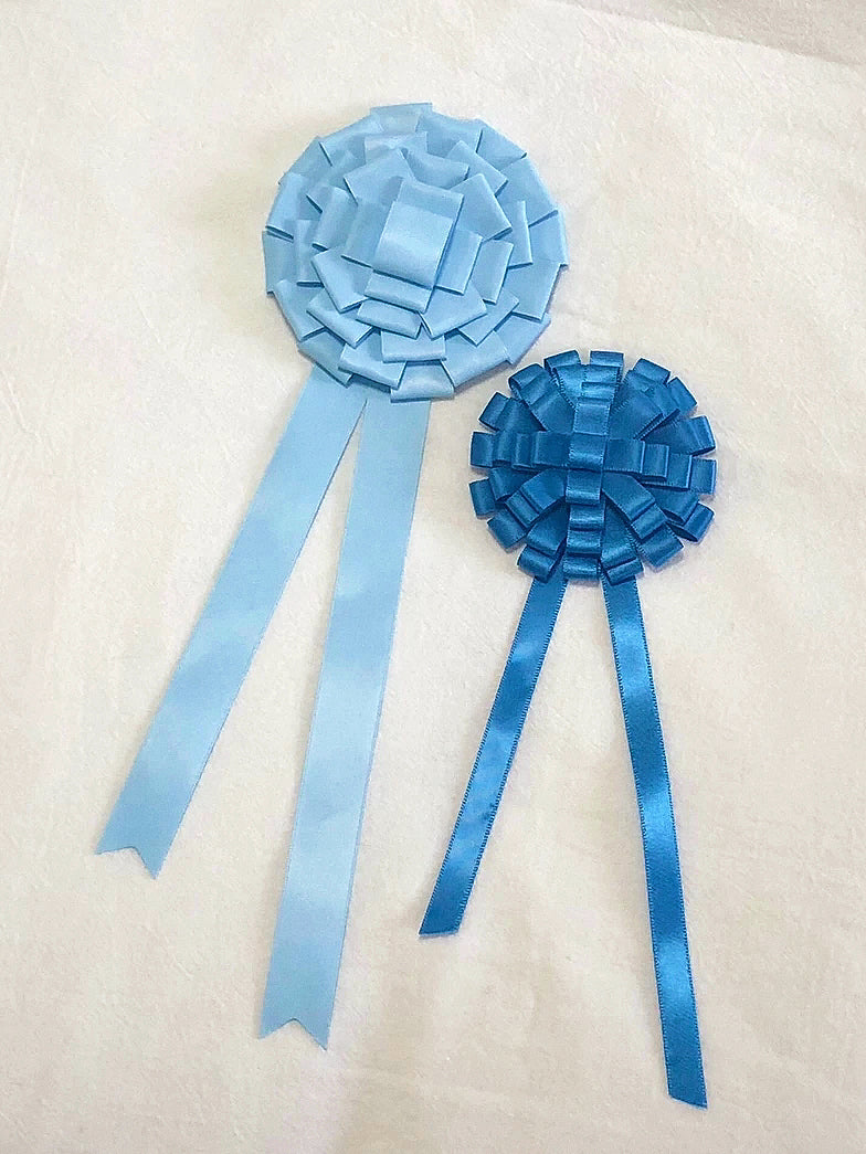 Ribbon Rosette Brooch Dual-Two Blue