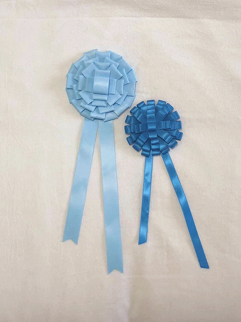 Ribbon Rosette Brooch Dual-Two Blue